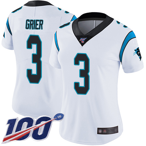 Carolina Panthers Limited White Women Will Grier Road Jersey NFL Football 3 100th Season Vapor Untouchable